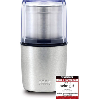 Електрична кавомолка з нержавіючої сталі, подрібнювач з додатковим контейнером з нержавіючої сталі для песто, горіхів, спецій, трав і багато іншого, 200 Вт, срібло (контейнер з нержавіючої сталі з 2-х складним ножем)