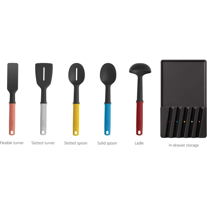 Набор кухонных принадлежностей, 5 предметов на подставке, разноцветные Elevate  Joseph Joseph