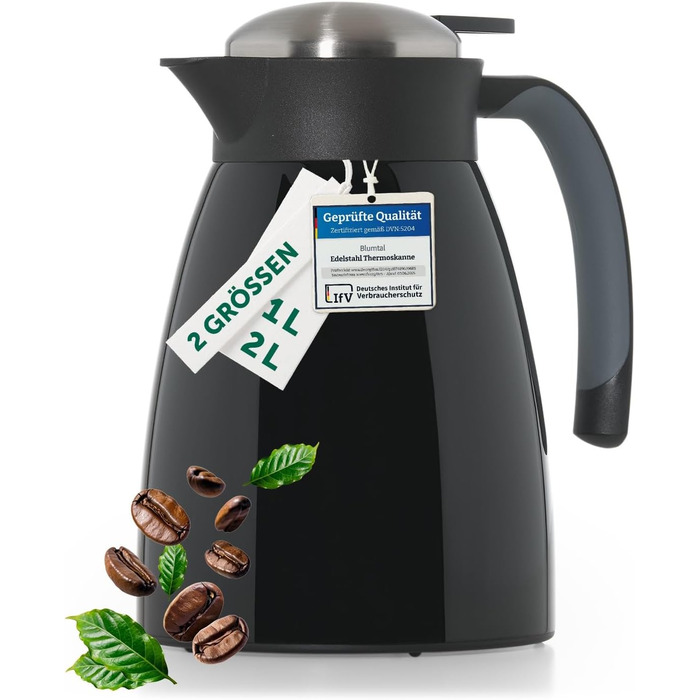 Термос-кавник 1 л нержавіюча сталь, чорний Blumtal