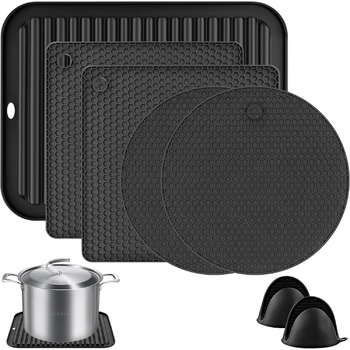 Силіконові підставки під гаряче 7 предметів чорні WuGU