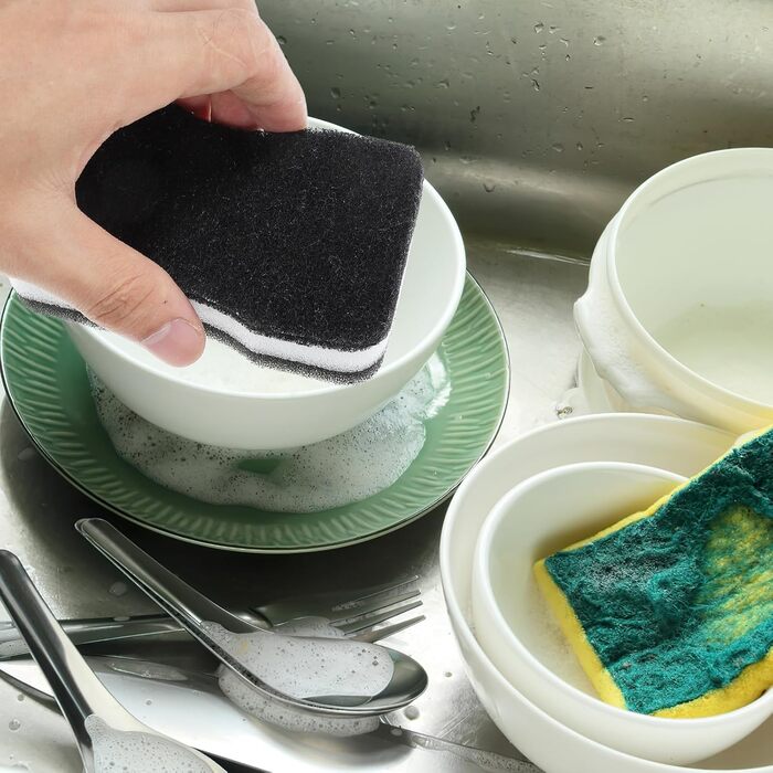 Набір губок для миття посуду 10 шт. 7 х 11 см чорно-білі DOITOOL