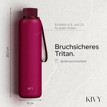 Пляшка для пиття KIVY об&39ємом 1,5 літра - підходить для газованих напоїв та герметична - для спорту, школи та офісу - спортивна пляшка для пиття для тренажерного залу - пляшка для газованої води об&39ємом 1,5 літра - можна мити в посудомийній машині (те