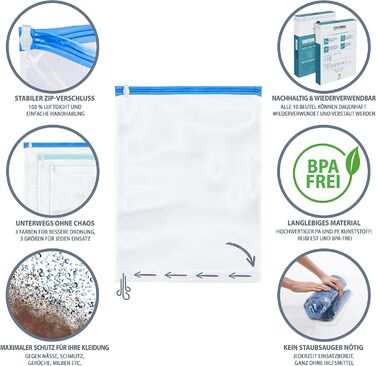 Вакуумні пакети 10 пакетів 35 x 50/40 x 60/50 x 70 см NORDIC