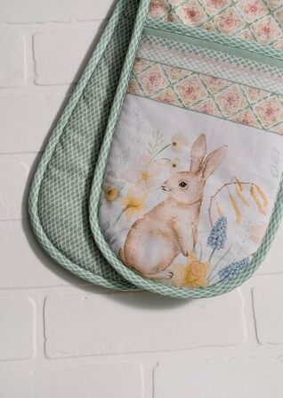 Рукавички для духовки Maison d&39 Hermine, Прихватки, 100 бавовна, термостійкі кухонні рукавички, рукавички для духовки (19 см x 33 см) та прихватки (20 см x 20 см) для приготування їжі, Морзін - Рукавички для духовки на День подяки/Різдво (19 x 33 см) та