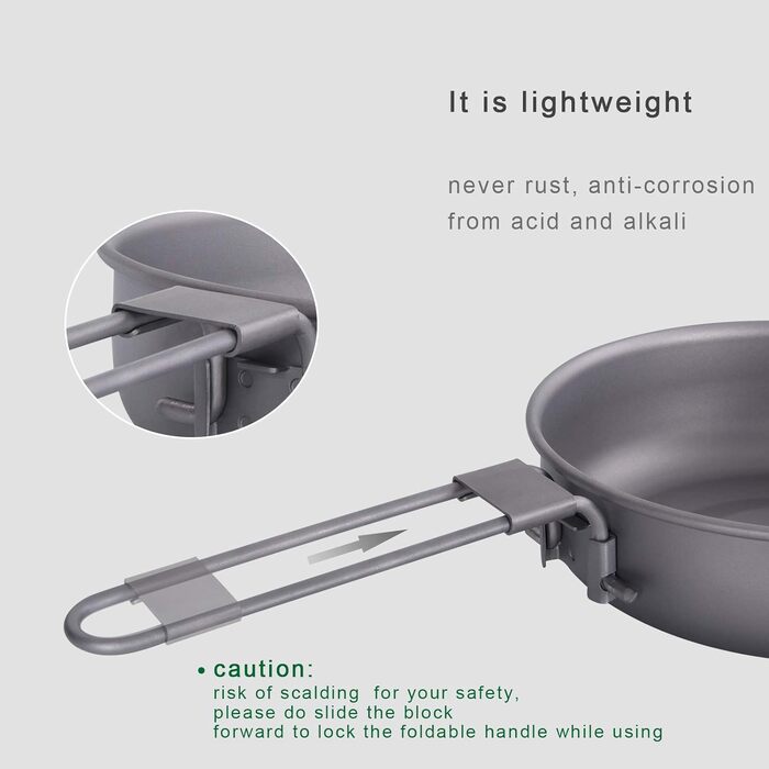 Титанова сковорода зі складною ручкою для кемпінгу Boundless Voyage