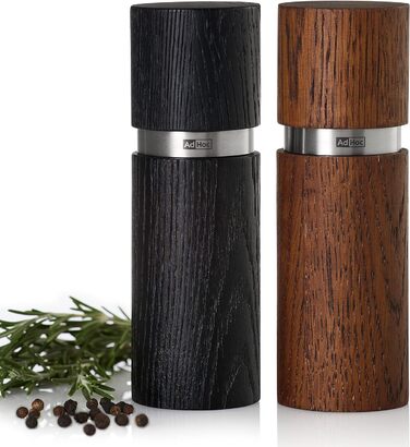 Млин для перцю та солі 15 см, набір 2 предмети, чорний/коричневий з упаковками 50 г перцю та морської солі Textura AdHoc