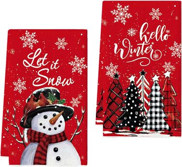 Набір з 2 різдвяних кухонний рушників 43 x 66 см, червоний YUNHENTONG