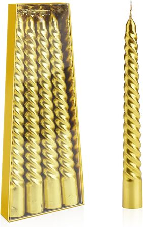 Набір з 4 конічних спіральних свічок 2 x 20 см, золотистий Bolosa