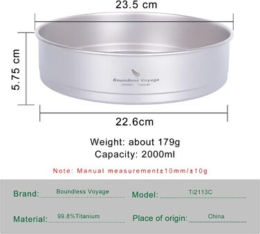 Титановая пароварка Суповая кастрюля Набор 4,5 л и 2 л На открытом воздухе Посуда для кемпинга Легкий пикник Пешие прогулки Подвесной горшок Портативный дорожный бытовая кухонная утварь Набор для приготовления пищи Горячий горшок для 3-5 человек (Ti2113C-