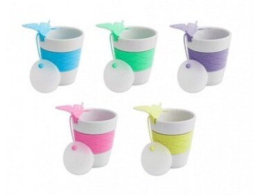 Стакан Fissman 280 мл с ситечком для заваривания чая БАБОЧКА (9320)