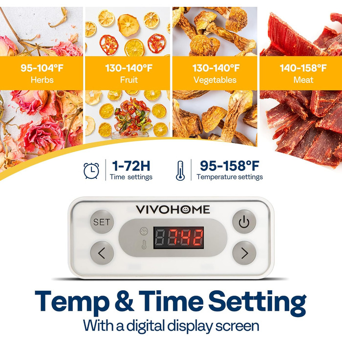 Дегідратор на 8 полиць 400 Вт, білий VIVOHOME