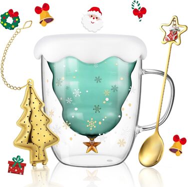 Двостінний келих для лате з різдвяною ялинкою 270 мл. ecooe