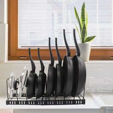 Підставка для посуду розсувна 51,5 x 18,5 см, на 9 відділень, чорна joeji's Kitchen