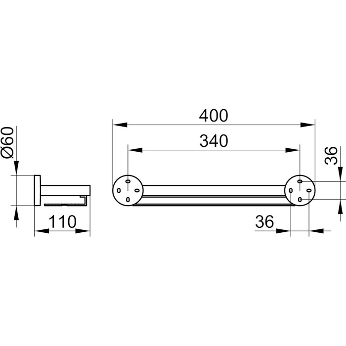 Душевая полка Keuco из глянцевого хромированного металла с анодированным алюминием, 140x6 см, настенная душевая полка, Edition 90