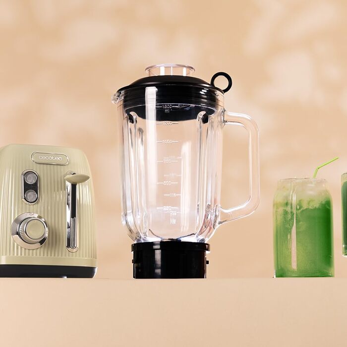 Блендер настільний 1200 Вт, 1,5 л зелений Power Black Titanium Retro Cecotec