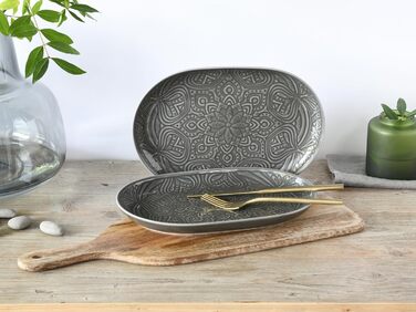 Серія Набір посуду Orient Mandala з 18 предметів, набір тарілок з порцеляни (набір тарілок 2 шт. и, камінь), 21627