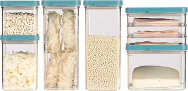 Банки для хранения Mepal с крышками - Контейнеры для хранения, герметичные и штабелируемые - Хранение и организация на кухне - Можно мыть в посудомоечной машине - 700 мл, 1100 мл и 2000 мл - Черный (набор из 6 шт., Nordic Green)