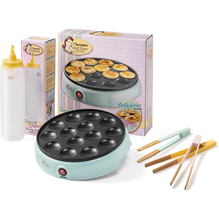 Цінний пакет, включаючи пляшку для тіста та 3 комплекти щипців для подачі, ідеально підходить для різдвяних, великодніх або дитячих днів народжень, ретро-дизайн, 800 Вт, колір білий/жовтий (жовтий/рожевий)