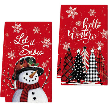 Набір з 2 різдвяних кухонний рушників 43 x 66 см, червоний YUNHENTONG