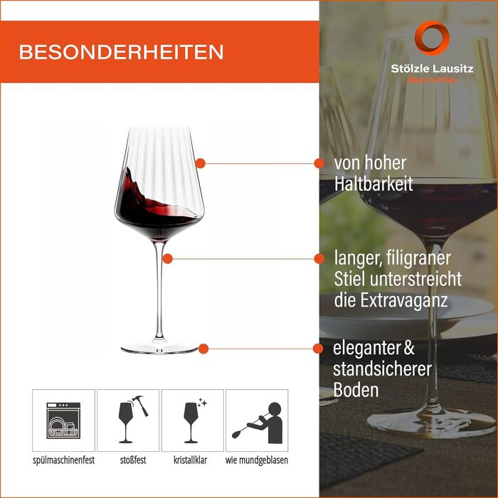 Набор бокалов для белого вина из 6 шт. / Хрустальный бокал / Бокал для белого вина / Набор бокалов для вина высокого качества / Бокалы для вина Stlzle (Бокалы для бордо)