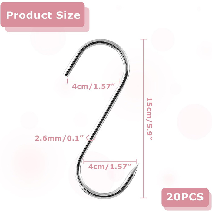 Набор крючков для коптильни из нержавеющей стали 20 шт 15 см SOGHO