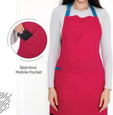 Регулируемый кухонный передник с карманами 68 x 85 см розовый Encasa XO