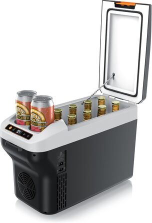 Електричний холодильник-бокс 10 л - напруга мережі 230 В та напруга автомобіля 12 В - охолоджує та нагріває - нагрівання макс. 65C - охолодження приблизно на 20C нижче температури навколишнього середовища - Холодно-сірий (тип 2)