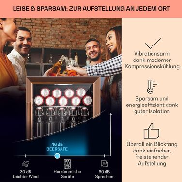 Міні-холодильник зі скляними дверцятами 60 л мідний Klarstein