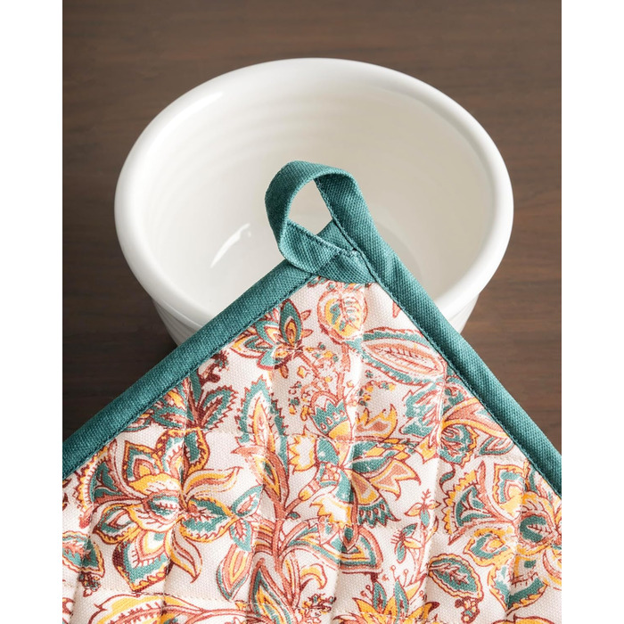 Рукавички для духовки Maison d&39 Hermine, підставки для каструль, 100 бавовна, термостійкі кухонні рукавички, рукавички для духовки (19 см x 33 см) та підставки для каструль (20 см x 20 см) для приготування їжі, Morzine - рукавички для духовки (19 x 33 с