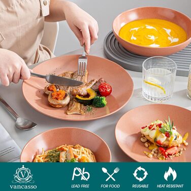 Столовий сервіз з керамограніту, комбінований сервіз vancasso з 32 предметів Карст з фаянсу, набір посуду у вінтажному вигляді для 4-12 осіб (Sabine-tc, посуд для 4 осіб)