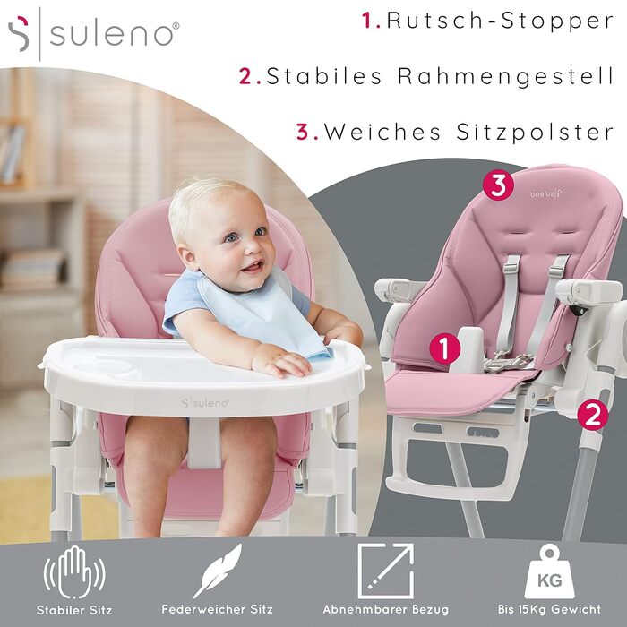 Дитячий стільчик для годування фіолетовий Suleno