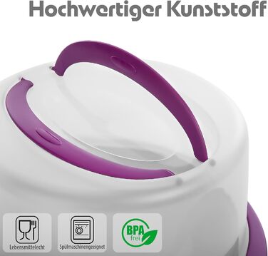 Контейнер для тортов переносной ‎38 x 33 x 15,5 см, фиолетовый BigDean