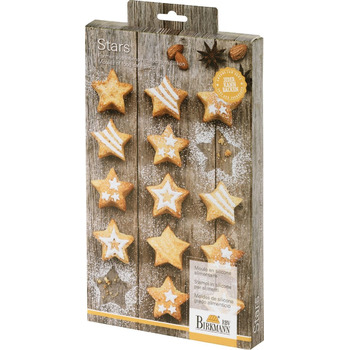 Форма для випічки у вигляді зірочок маленька, червона, 17 x 29,5 x 2,5 см, RBV Birkmann