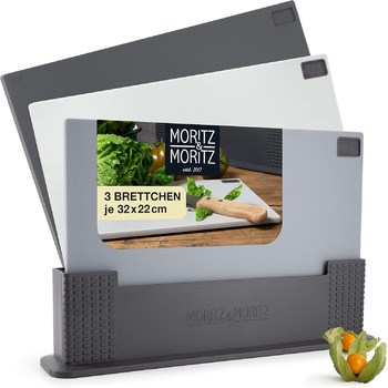 Набір обробних дошок 32 x 22 см з підставкою, 3 предмети, сірі Moritz & Moritz