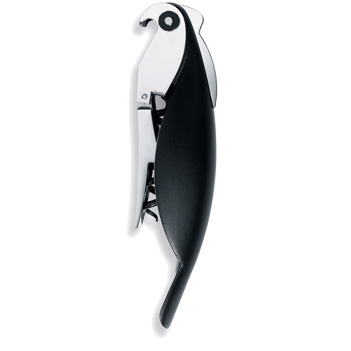 Штопор 2,5x13x3 см чорний Parrot Alessi