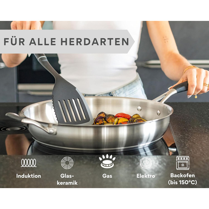 Сковорода из нержавеющей стали 32 см, серебристая Pura DIVORY