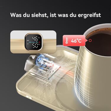 Електричний підігрівач для кави 75 Вт з кухлем 425 мл, бежевий Ikago