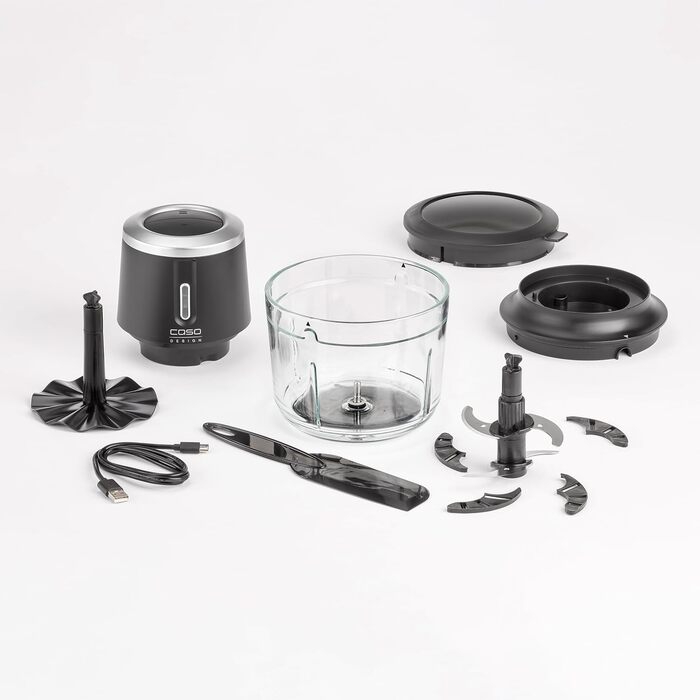 Акумуляторний подрібнювач з 4 лезами з нержавіючої сталі, гнучкий і готовий до використання в будь-якому місці, до 60 хв. Час роботи, 2 300 об/хв, універсальні аксесуари