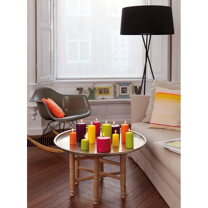 Свічки Bolsius Rustic Pillar - Металік, що згасає - Рожевий та червоний - Упаковка з 4 шт. - Тривалий час горіння 60 годин - Без запаху - Містить натуральний рослинний віск - Без пальмової олії - 13 x 7 см (6 x 6 x 15 см, Червоний)