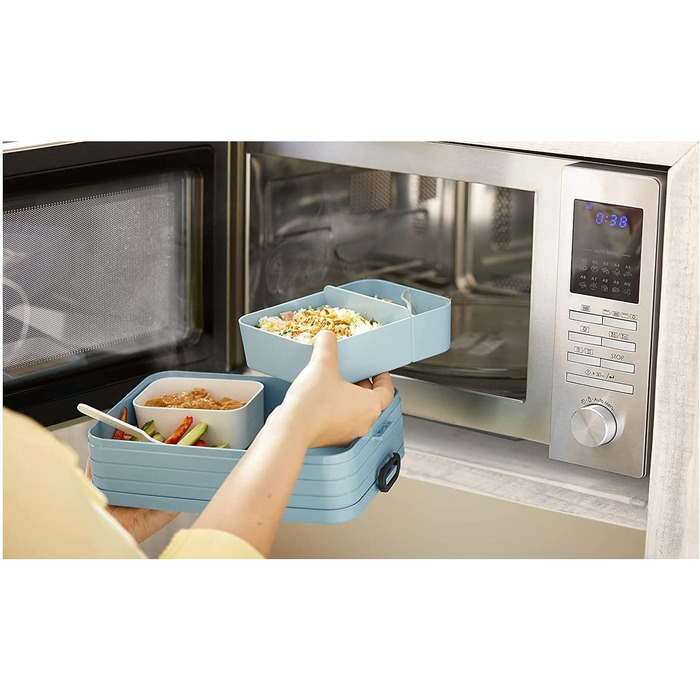 Ланч-бокс з Bento Box - Для 4 бутербродів або 8 скибочок хліба - Ланч-бокс для невеликих перекусів і залишків їжі - Ланч-бокс для дорослих - Фуд-бокс з відділеннями - (яскравий бузковий, Bento Lunchbox midi TAB)