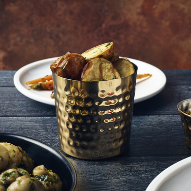 Склянка металева 420 мл, рельєфна, золоте покриття, Gold Plated Hammered, GenWare