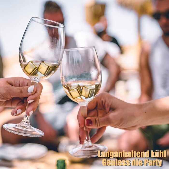 Набір каменів для віскі з нержавіючої сталі 8 шт золотисті sinzau