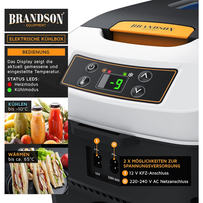 Електричний автохолодильник 10 л 45 Вт Brandson