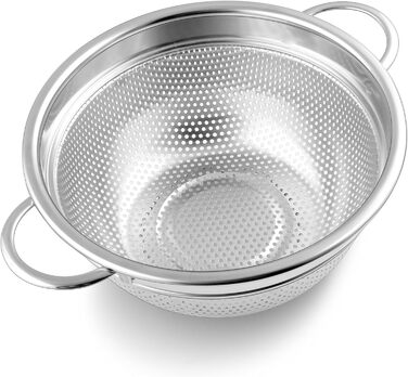 Ситечко з нержавіючої сталі Herogo 20 см, металеве ситечко з мікроперфорацією з ручкою, міцне кухонне сито для миття макаронів, овочів, фруктів, спагетті, можна мити в посудомийній машині