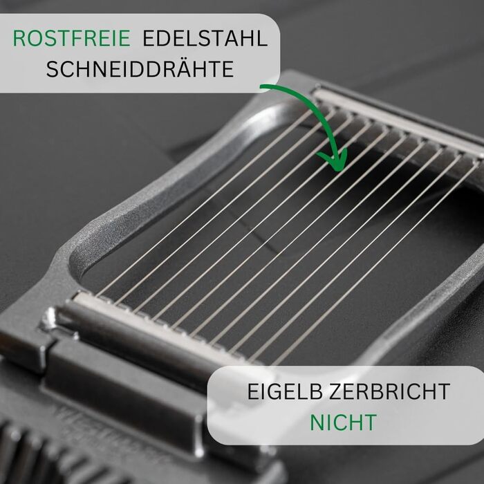 Дровокол для яєць Westmark Duplex Special Dark Edition, індивідуально затиснуті ріжучі дроти з нержавіючої сталі, високоякісне спеціальне покриття, алюміній, антрацит, 1020226Z