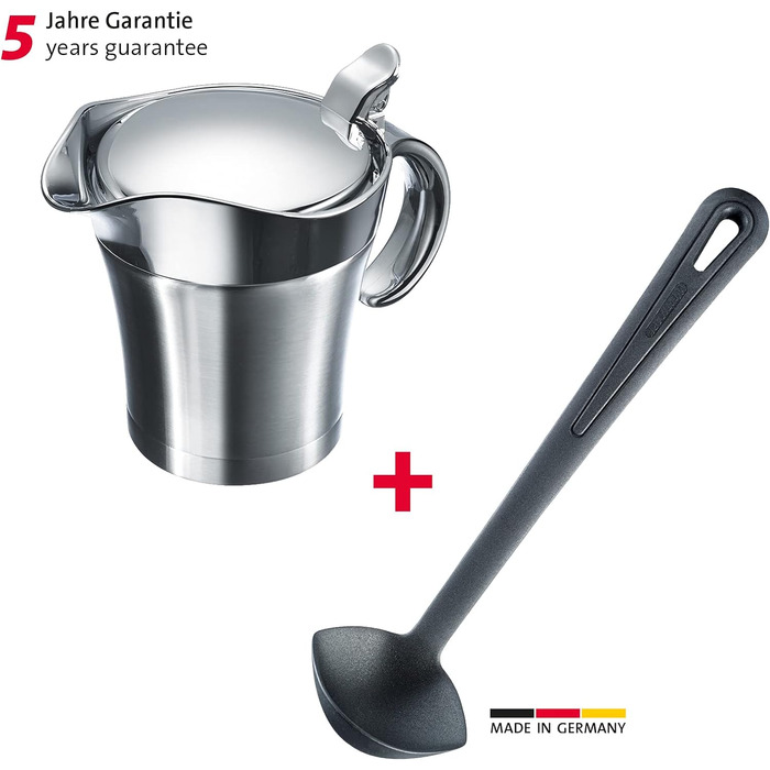 Набір соусів Westmark, 2 шт. и, 1 термосоусник з відкидною кришкою, 0,5 л 1 ополоник Ніжний, довжина 29 см, нержавіюча сталь/ABS/PP/PA, сріблястий/чорний, 622422E6 з ополоником