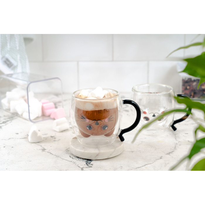 ARDESTO Набір чашок з ручками Animals з подвійними стінками, 250 мл, 2 од., боросилікатне скло