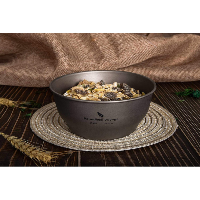 Безмежна подорож Титанова пластина Тарілка Посуд для кемпінгу на відкритому повітрі Зовнішня миска Титановий посуд і посуд Вимірювальний набір для кемпінгового рюкзака (Ti15163B-U)