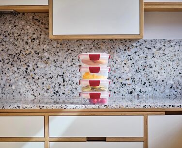 Набір круглих пластикових контейнерів 1 л з кришкою, 4 предмети, червоний Joseph Joseph