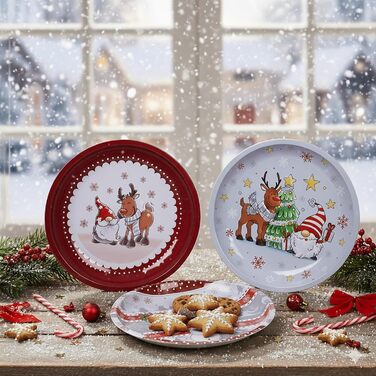 Банки для цукерок KAMACA 1,2 л Набір із 6 банок для цукерок з кришками Герметичний диспенсер для зберігання, придатний для миття в посудомийній машині, у вінтажному стилі для солодощів, кукурудзяних пластівців, печива та іншого (Набір із 3 різдвяних тісте